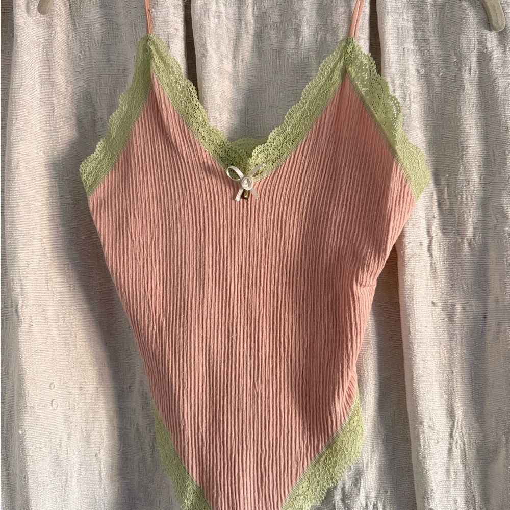 Urban Outfitters Pink and Green Camisole
